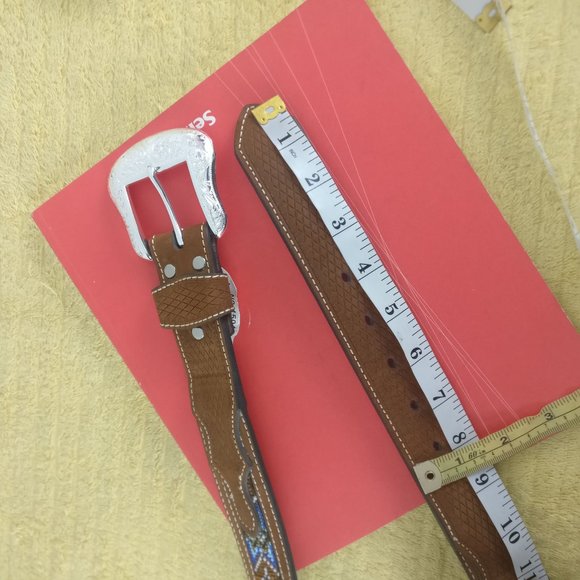 Navajo Western Aztec Beaded Leather Belt,Leather Upper Leather Lining 38 - Picture 11 of 11